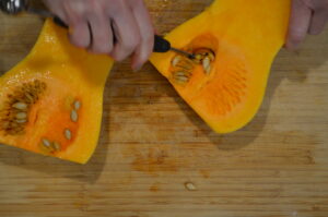 Butternut squash cut in half